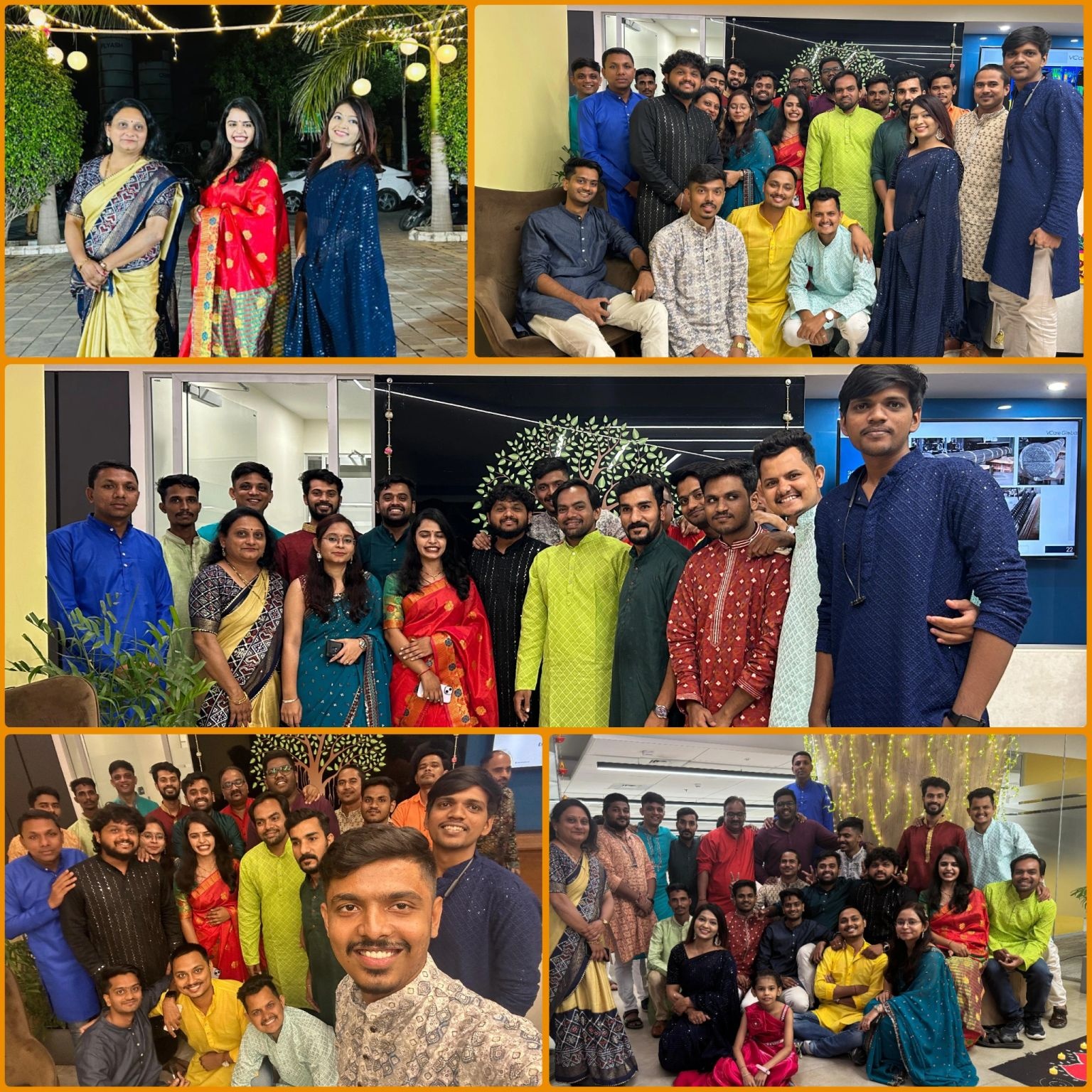 Employees celebrating a festival at work